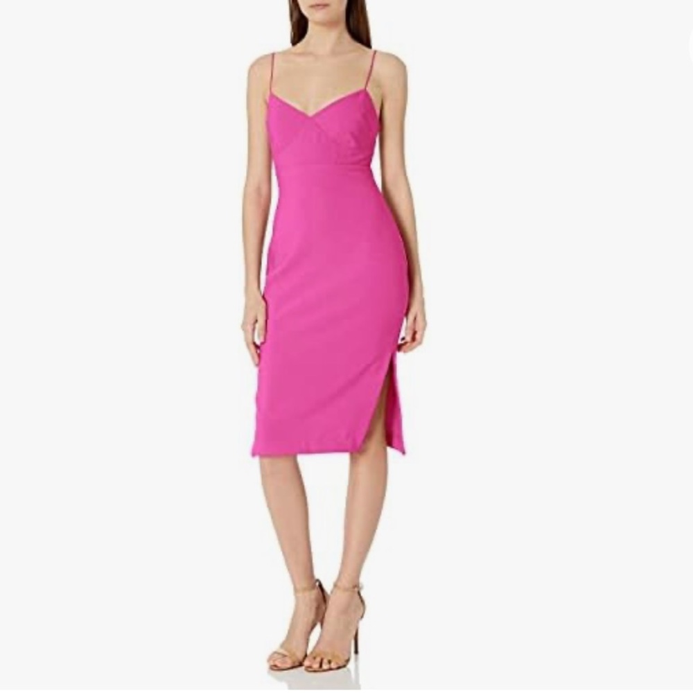 NWT LIKELY Caprio Barbie Pink Pony Club Hot Pink Strappy Dress 8